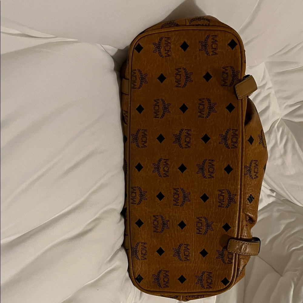 MCM Cognac Visetos Monogram Tote with Gold Plaque - Picture 7 of 16
